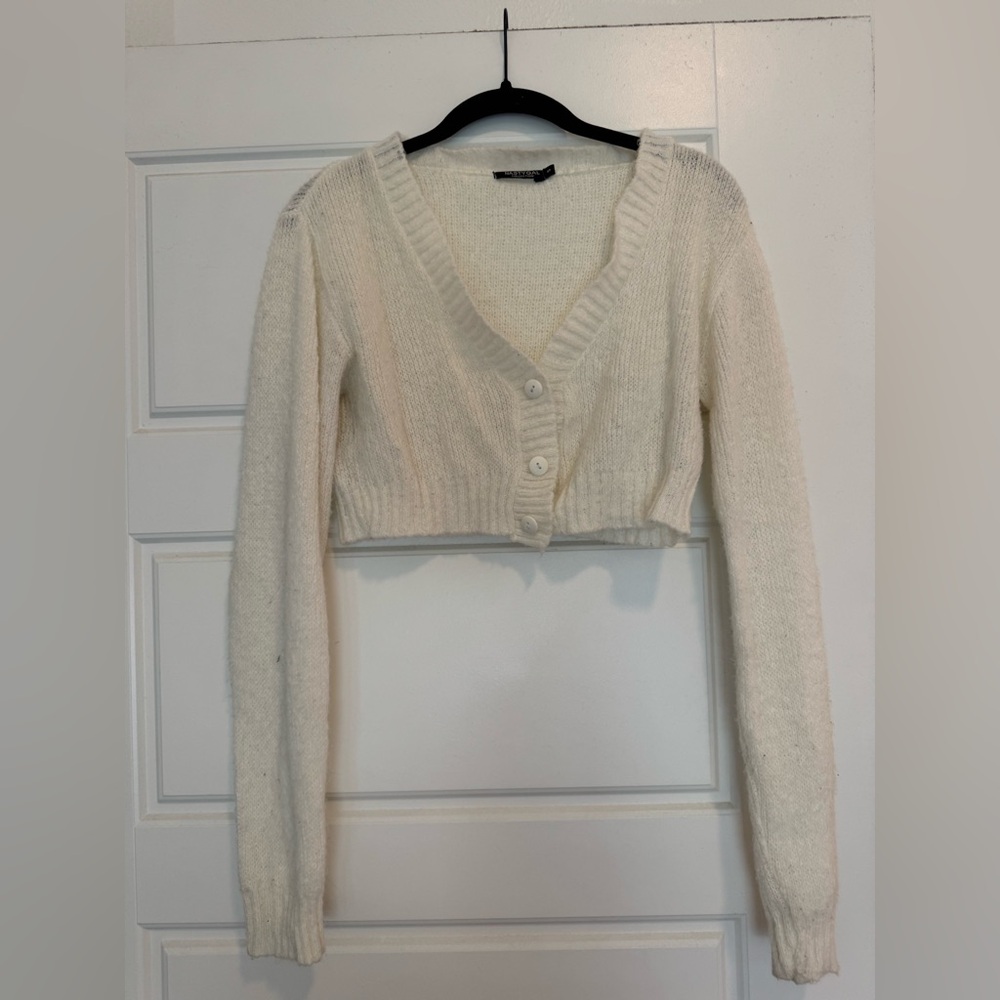 Nasty Gal Cropped White Sweater